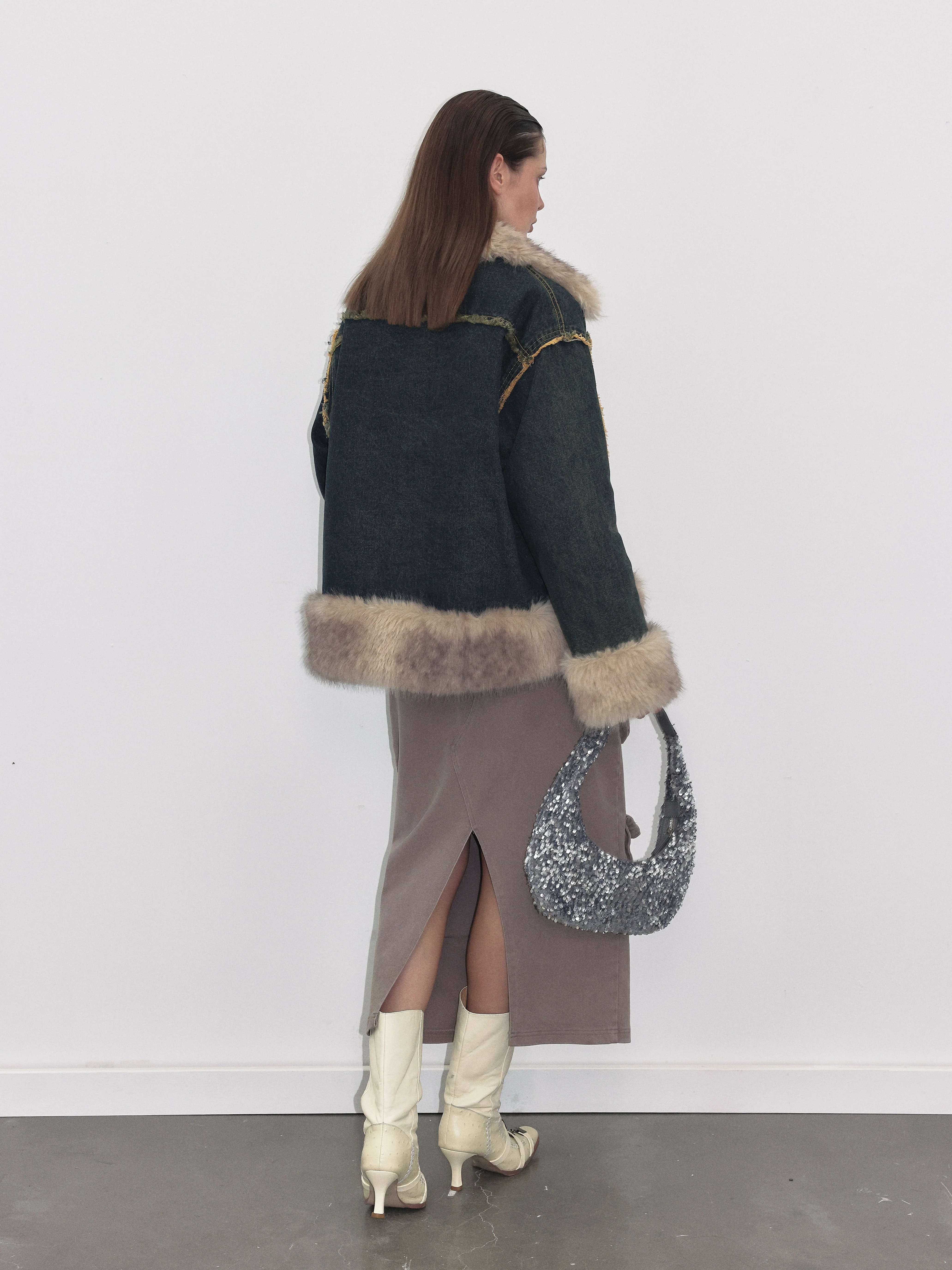 Smoke Grey Cargo Denim Maxi Skirt - Image 7