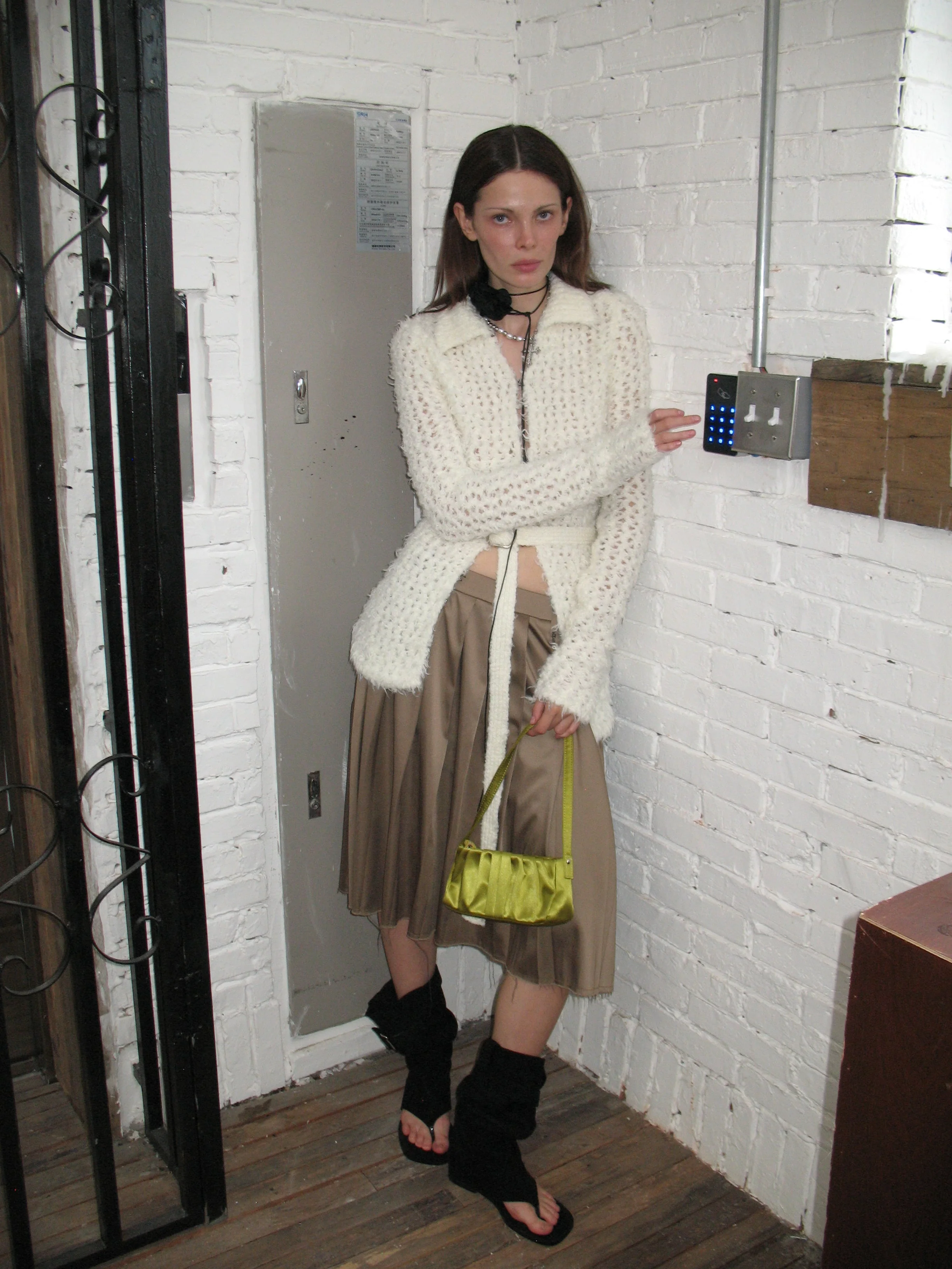 Champagne Pleated Midi Skirt - Image 3