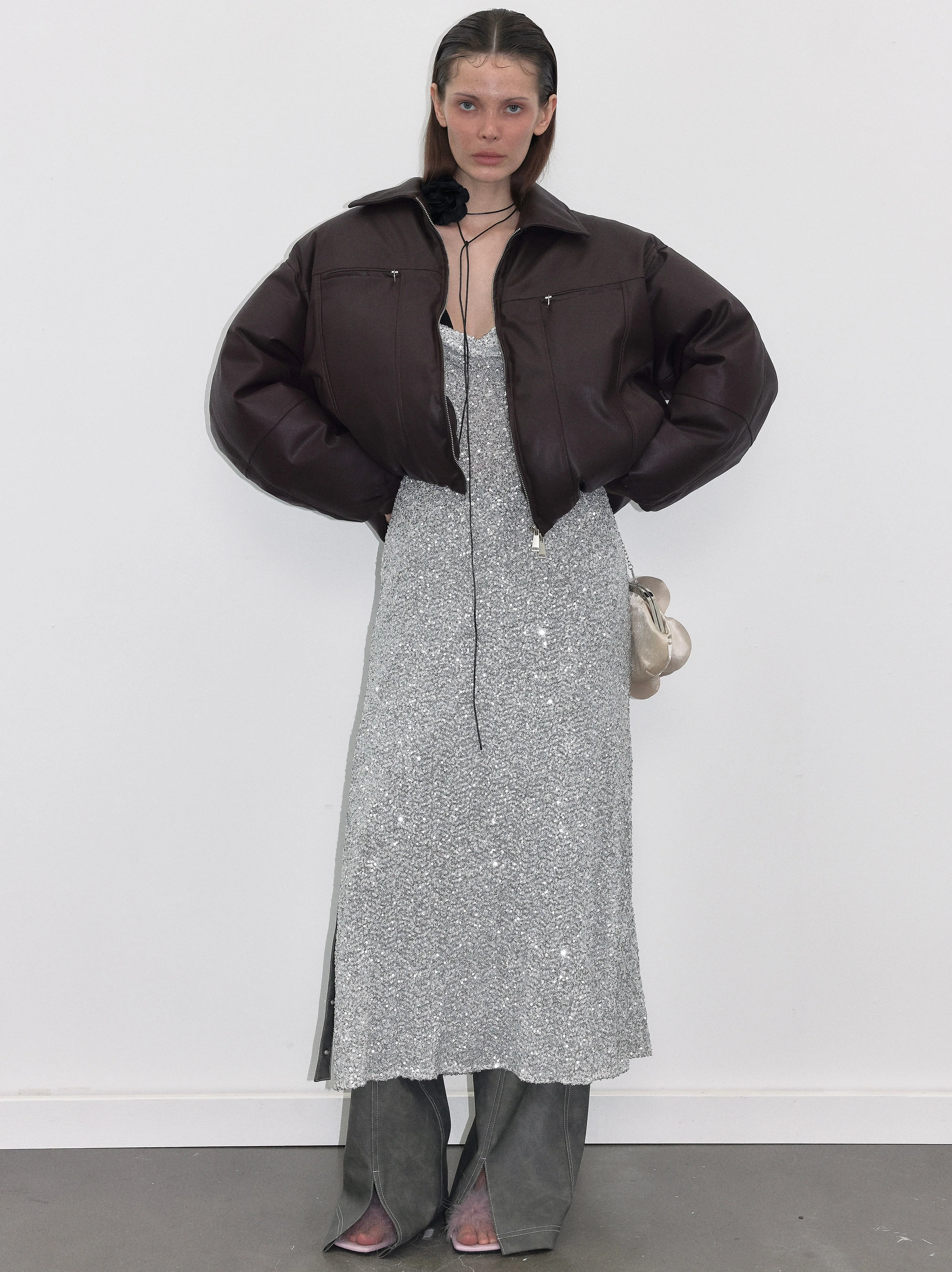 Down Puffer Faux Leather Jacket - Image 8