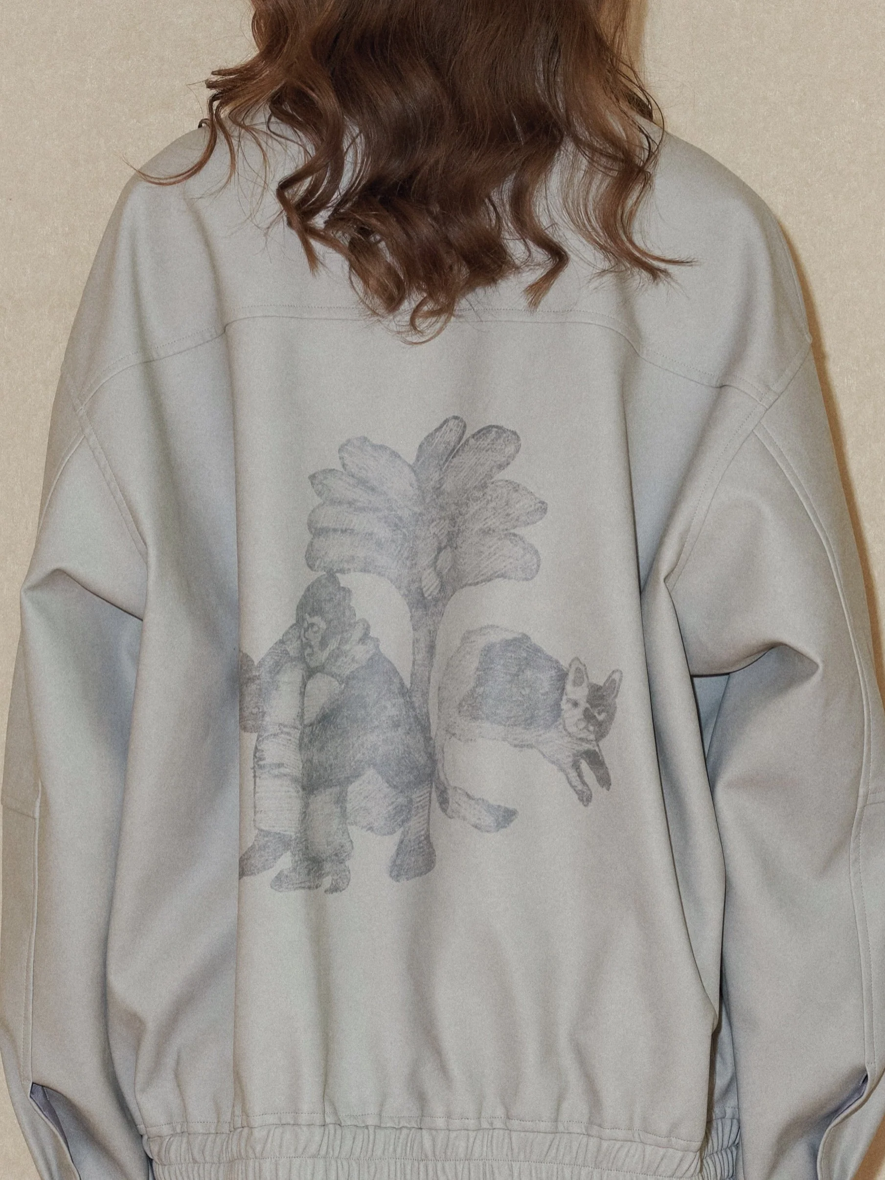 Griege Lapel Pattern Faux Leather Jacket - Image 6