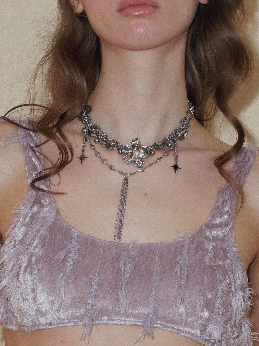 Irregular Fringed purple Floral Crop Top - Image 10