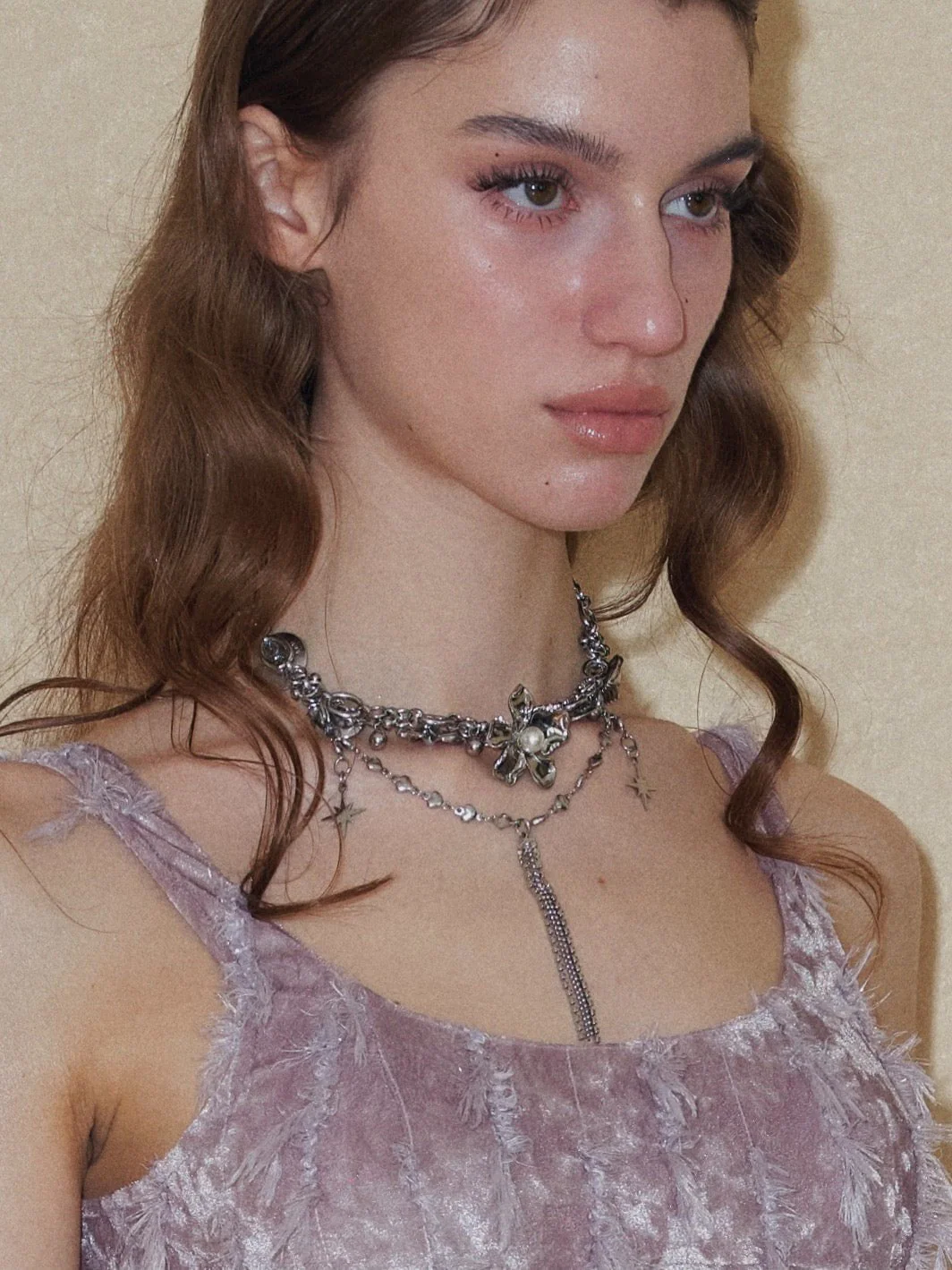 Irregular Fringed purple Floral Crop Top - Image 9