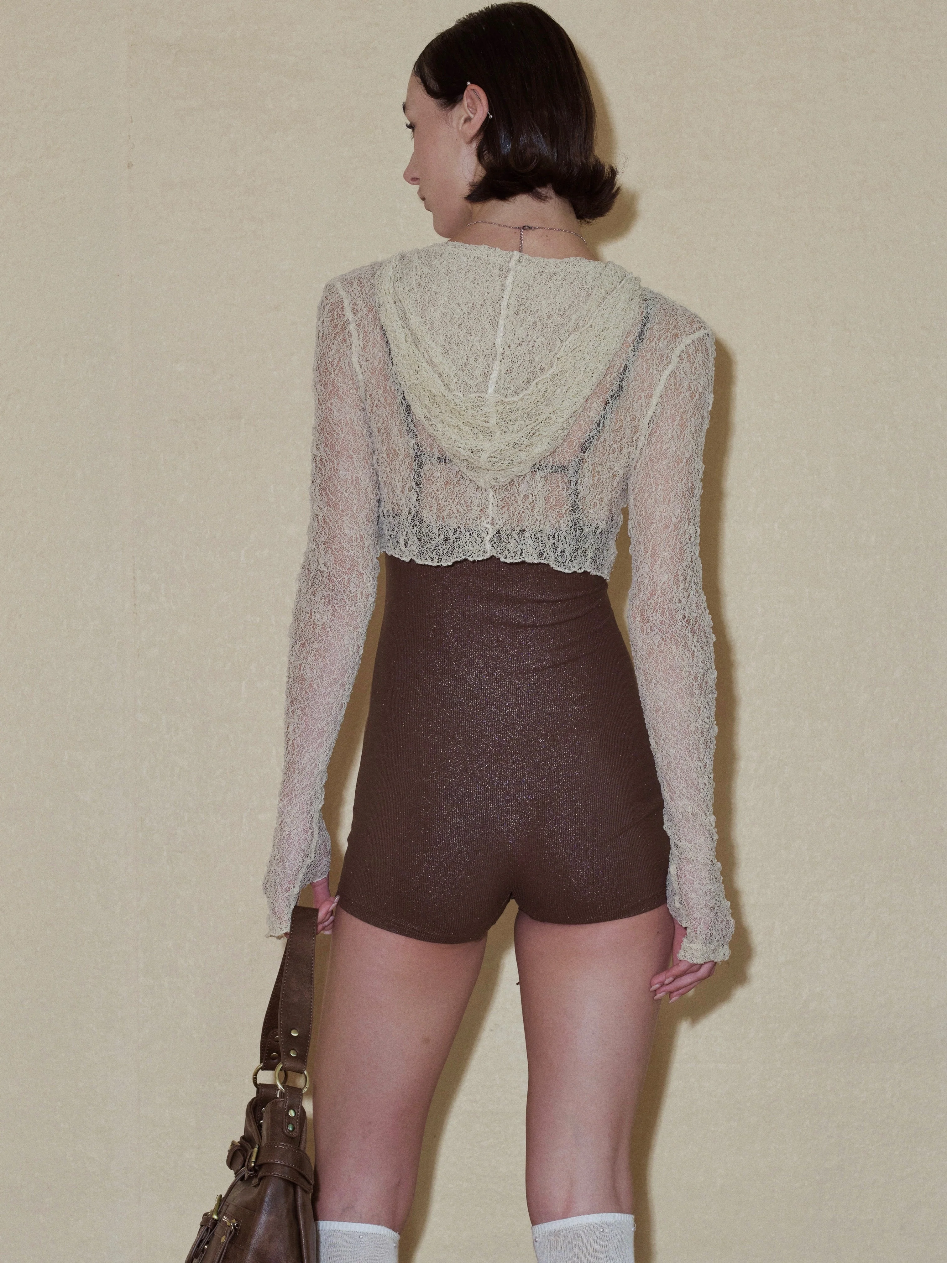 Lace Hollow Out Hole Knitted hooded cardigan - Image 5