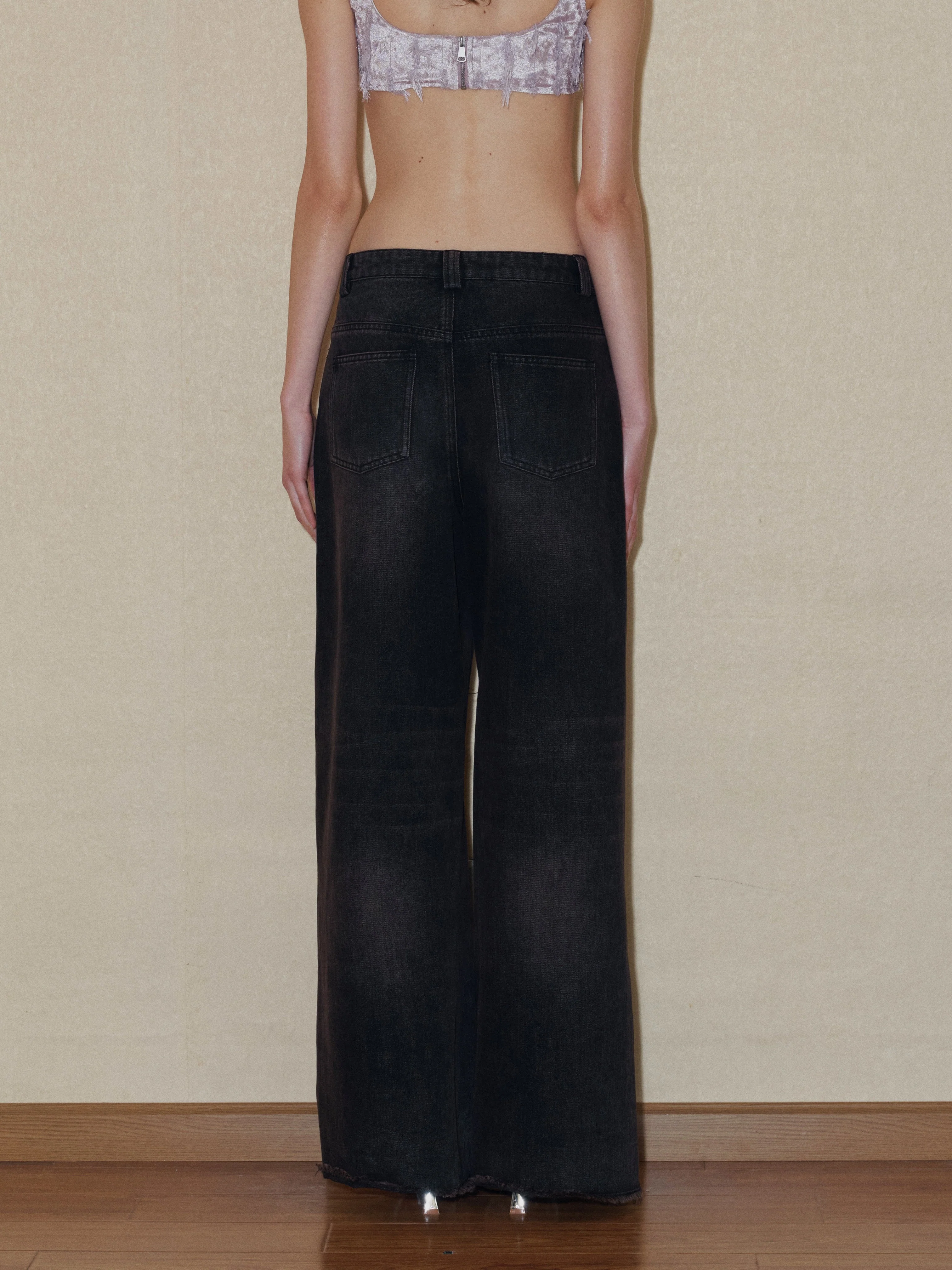 Raw Cut Hem Straight-Cut Jeans - Image 5