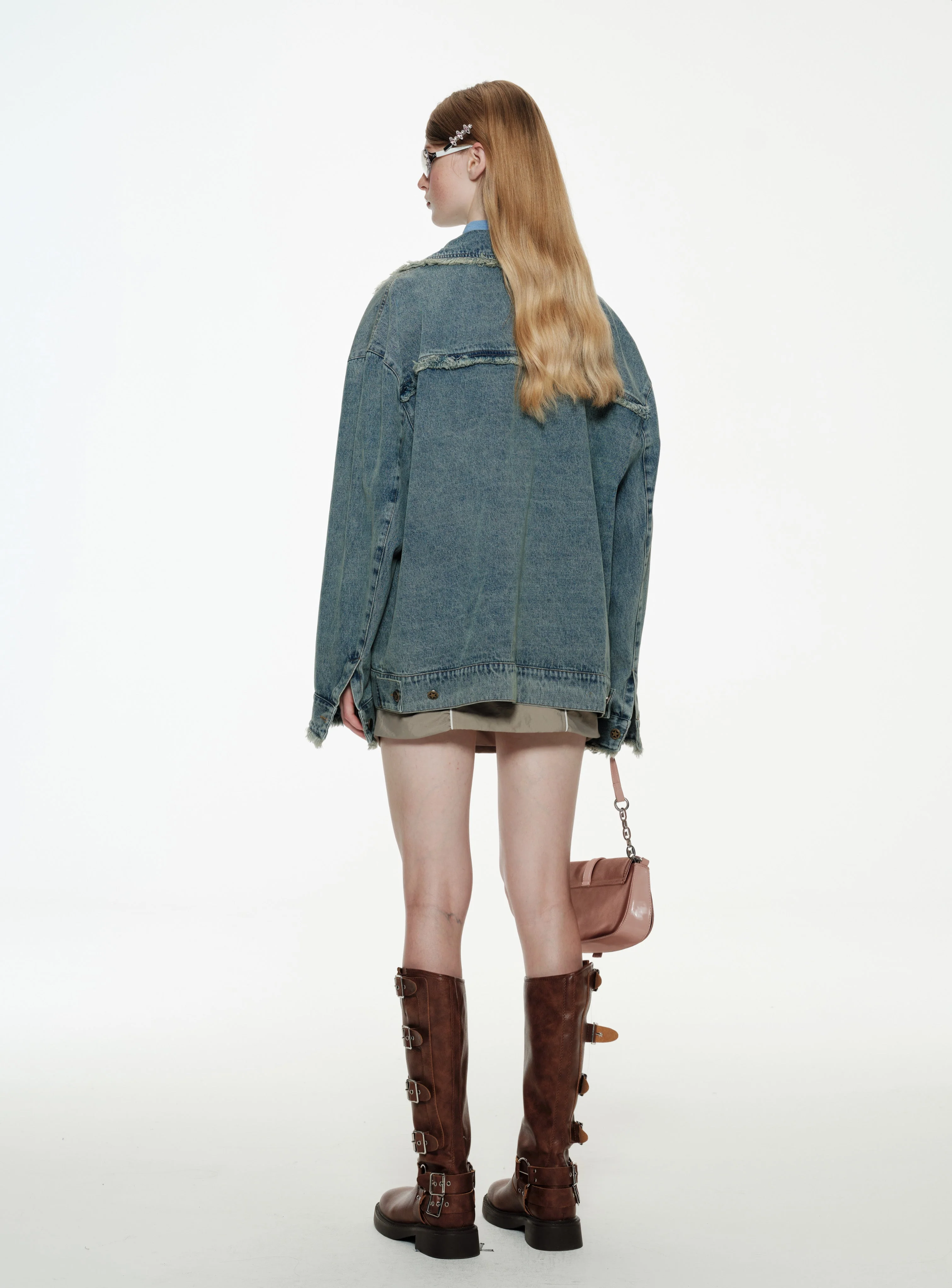 Raw Edge Washed Denim Jacket - Image 4