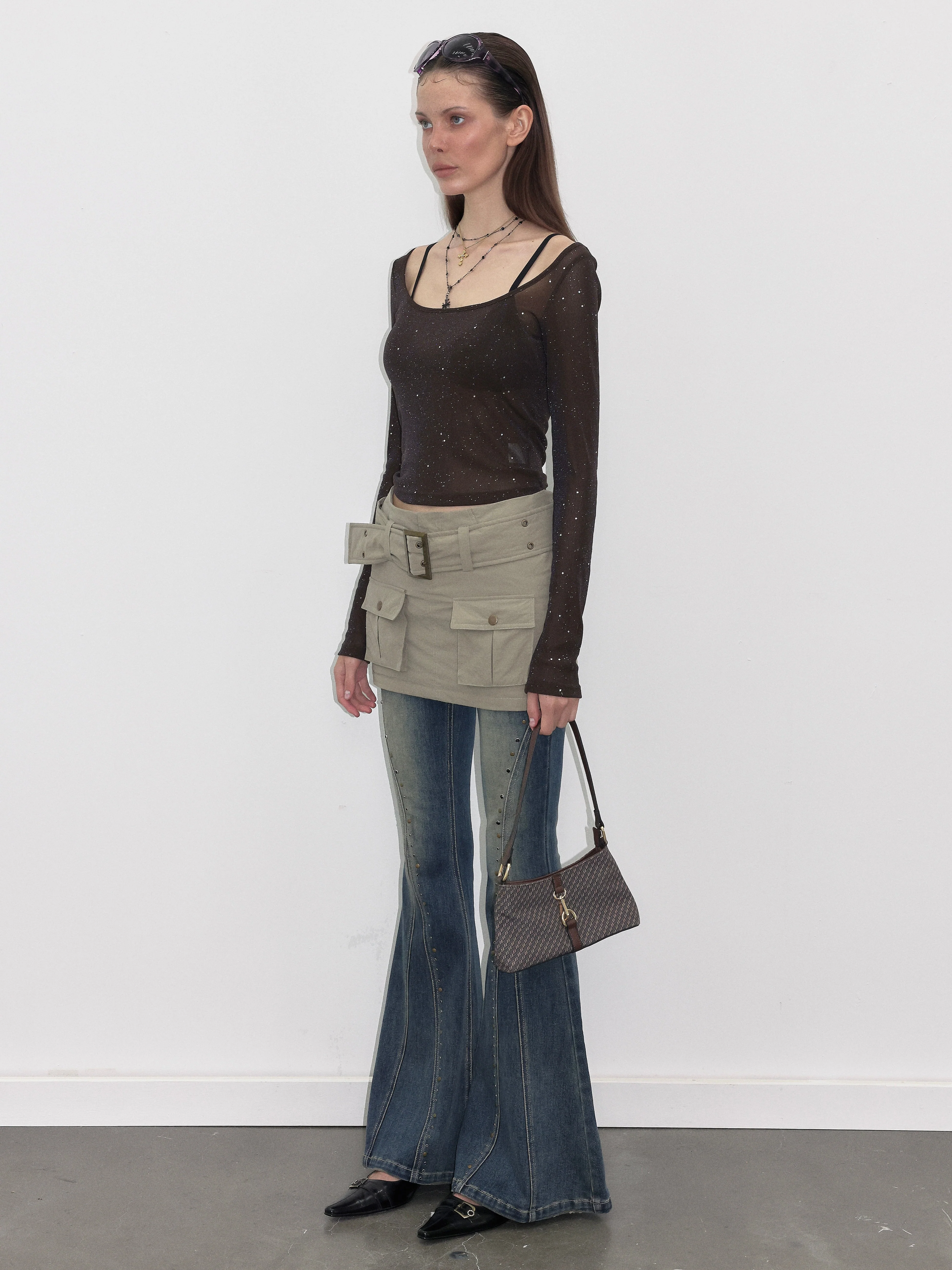 Rhinestone Semi-Sheer Long Sleeve - Image 3