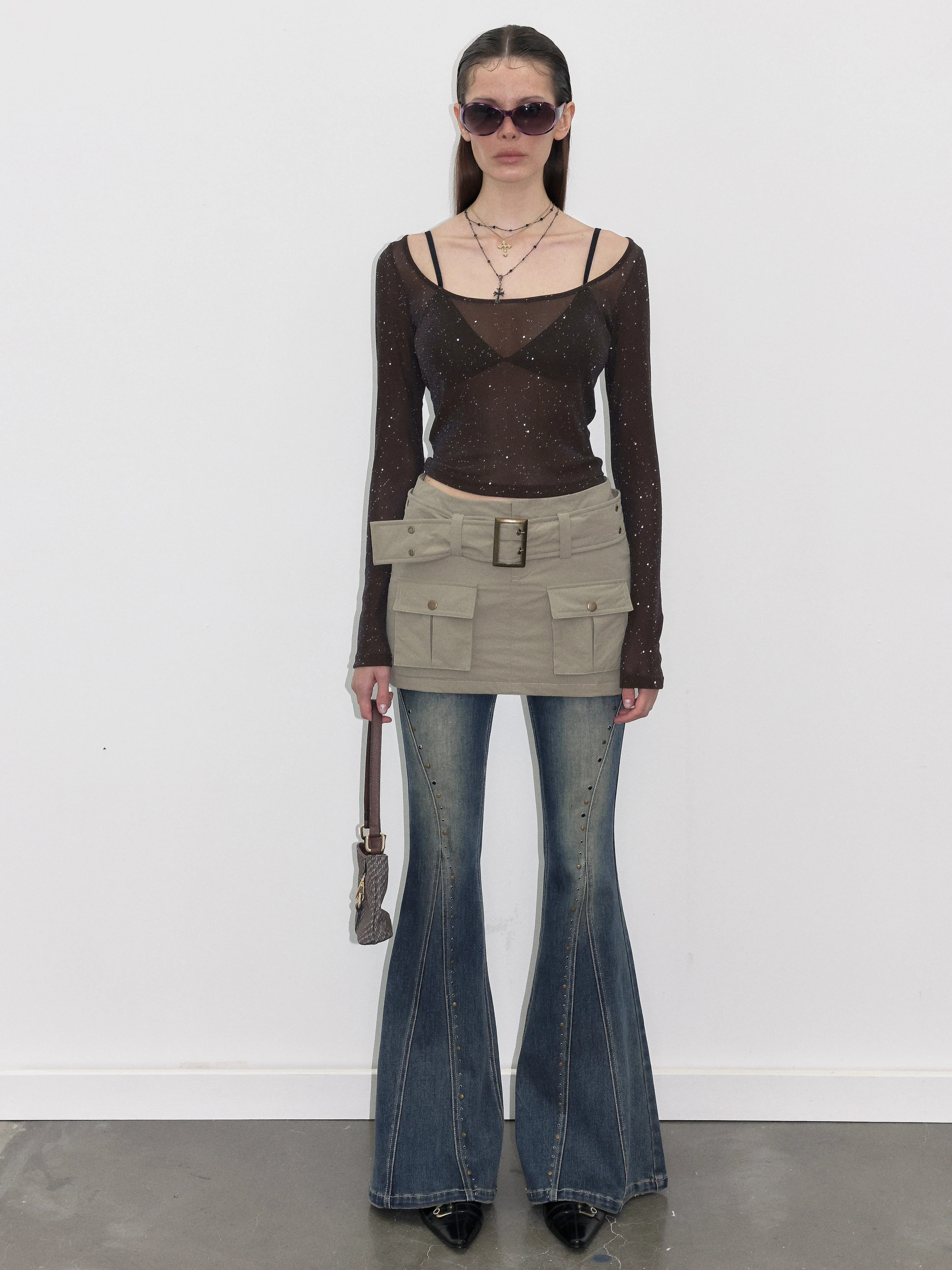 Rhinestone Semi-Sheer Long Sleeve - Image 5