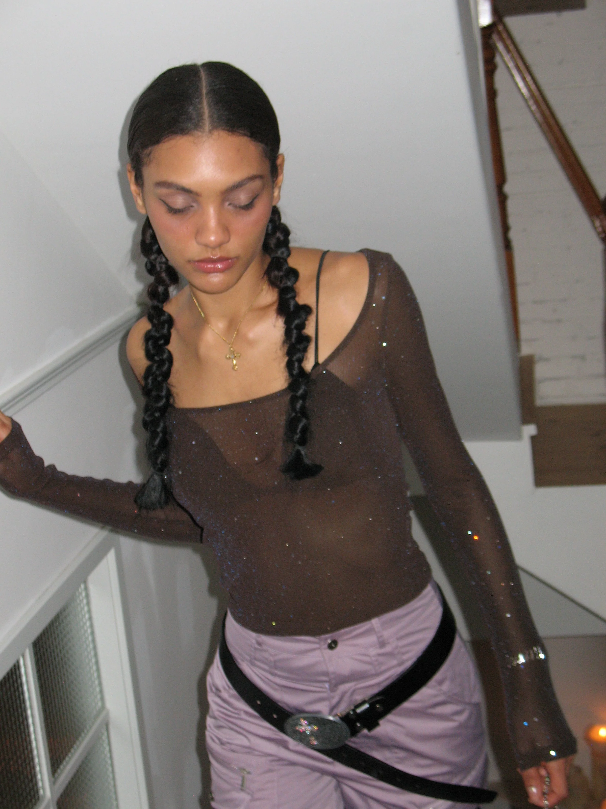 Rhinestone Semi-Sheer Long Sleeve - Image 9