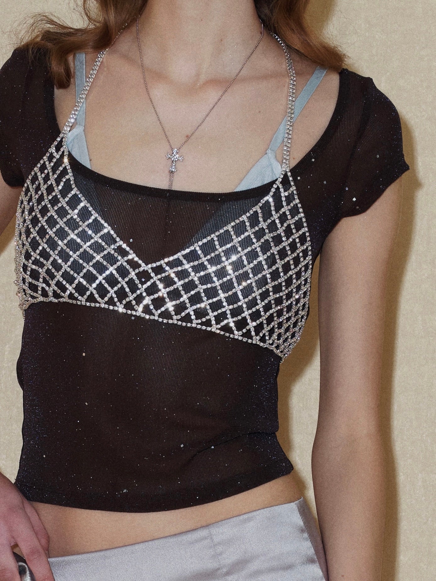 Semi-Sheer Sequins Short-sleeved - Image 10