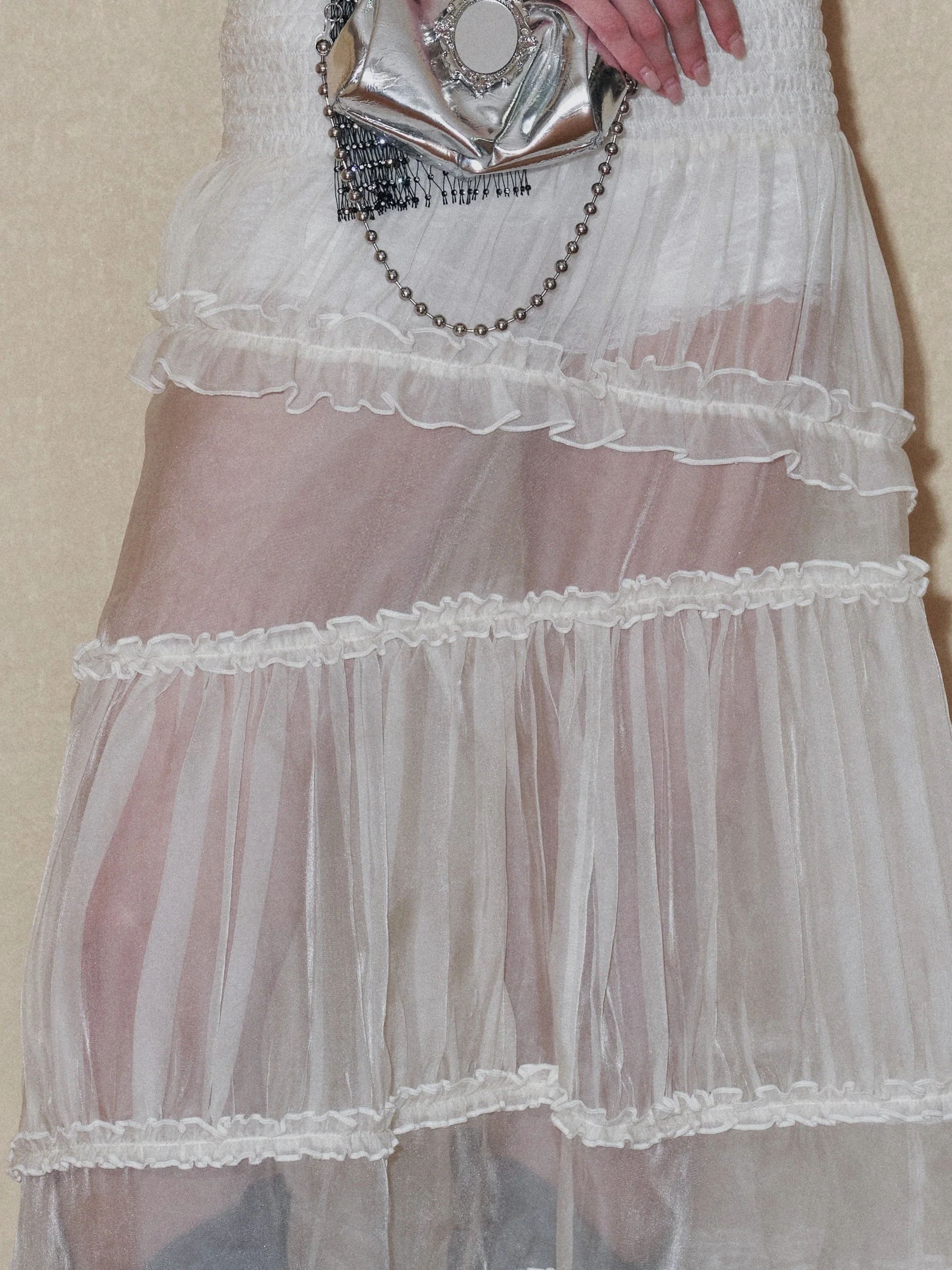 Semi-sheer Tiered Skirt（With Lace Shorts） - Image 6