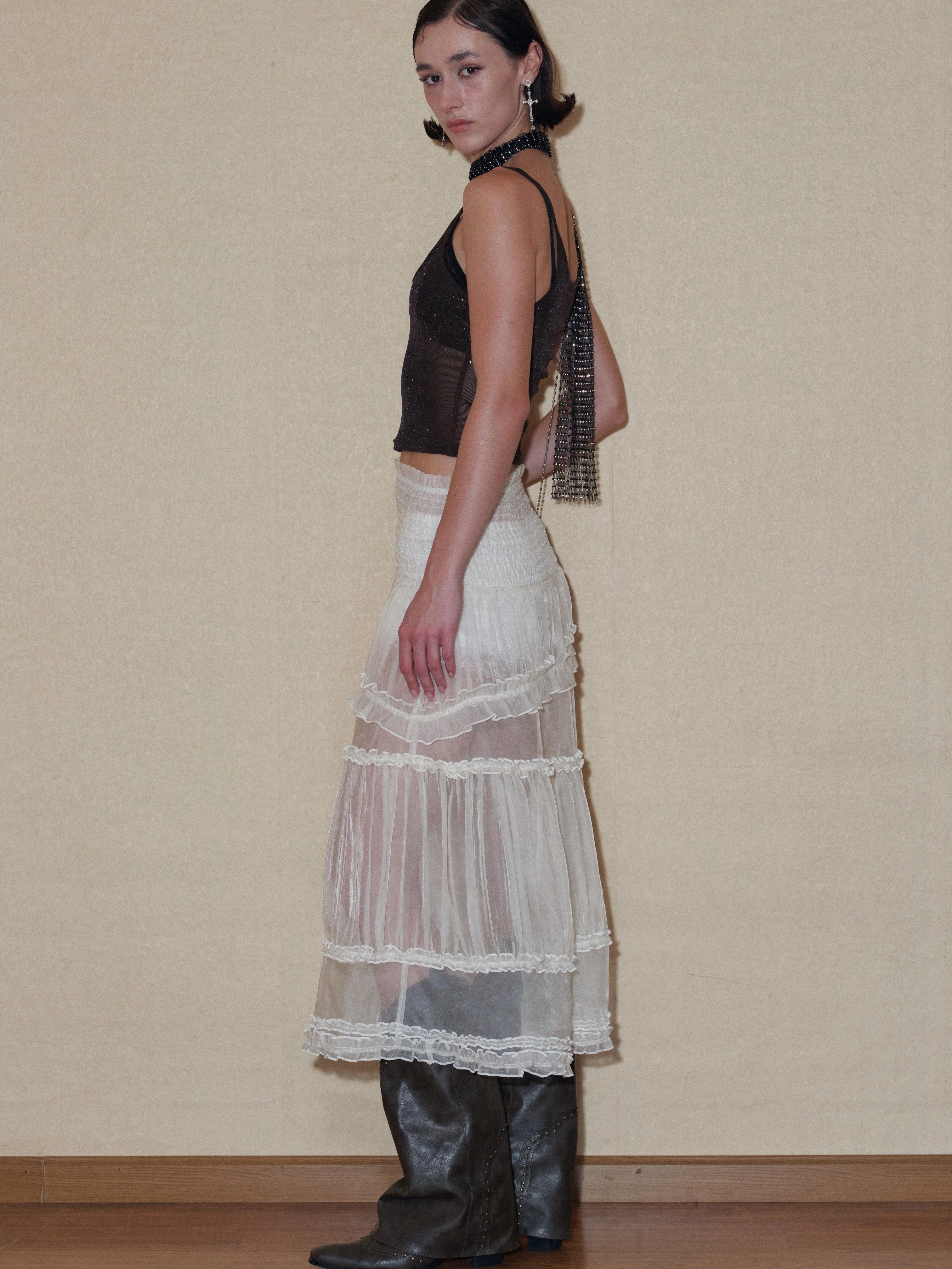 Semi-sheer Tiered Skirt（With Lace Shorts） - Image 9
