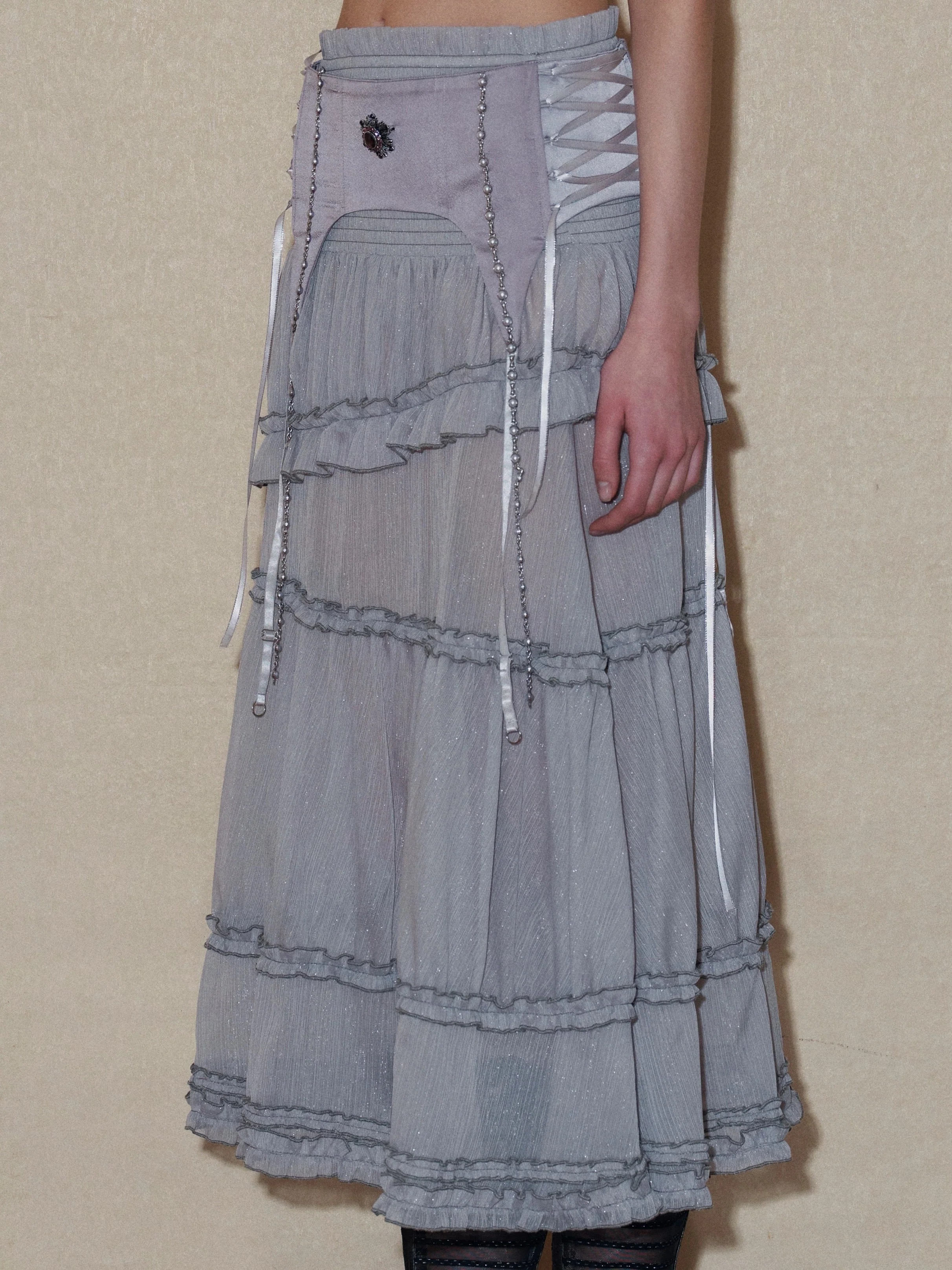 Semi-sheer Tiered Skirt（With Lace Shorts） - Image 13