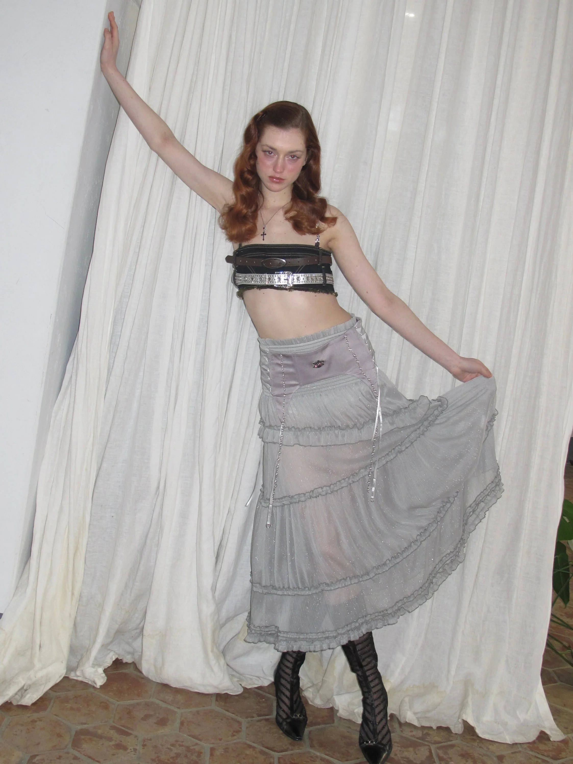 Semi-sheer Tiered Skirt（With Lace Shorts） - Image 3