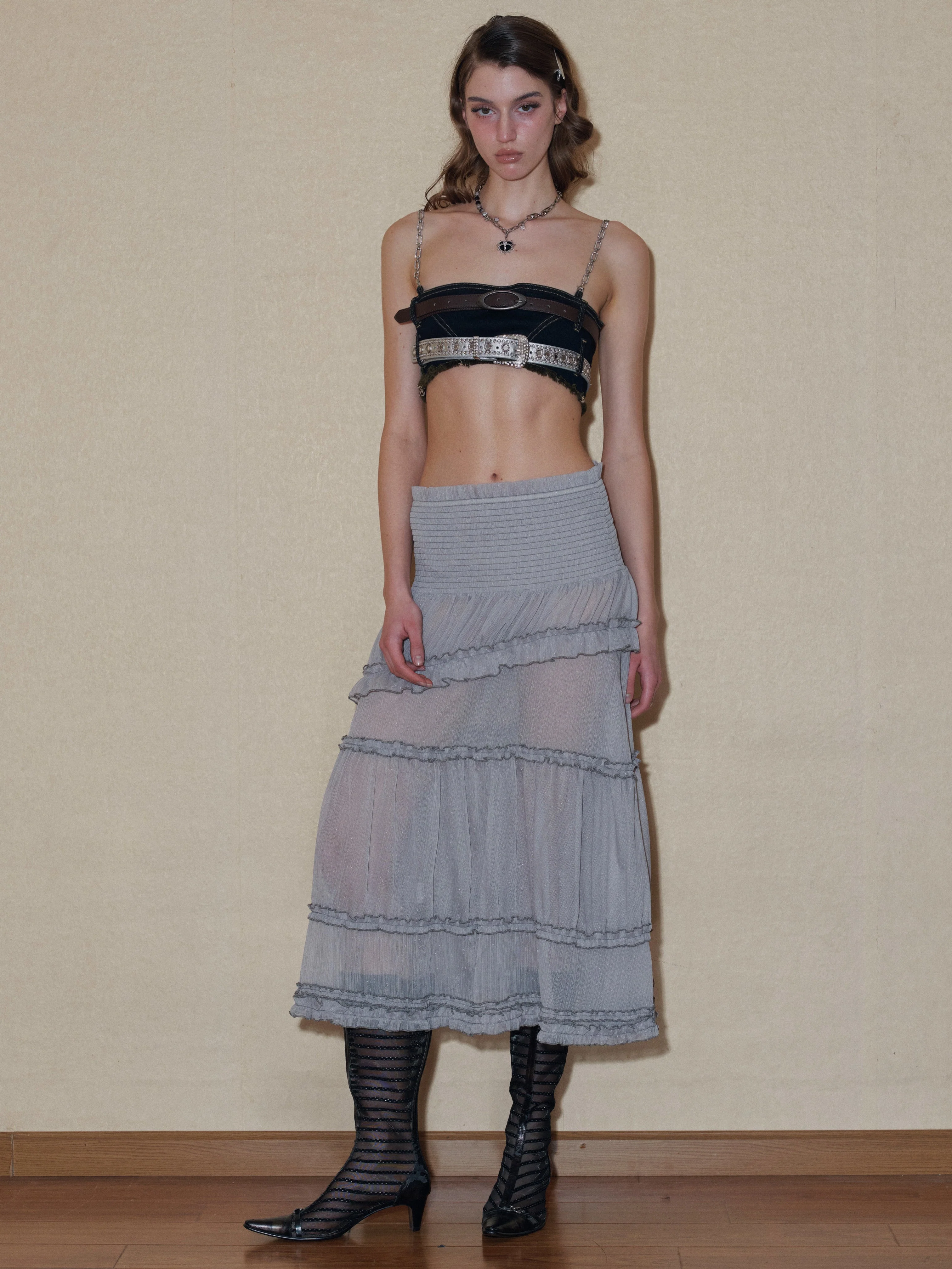 Semi-sheer Tiered Skirt（With Lace Shorts） - Image 7
