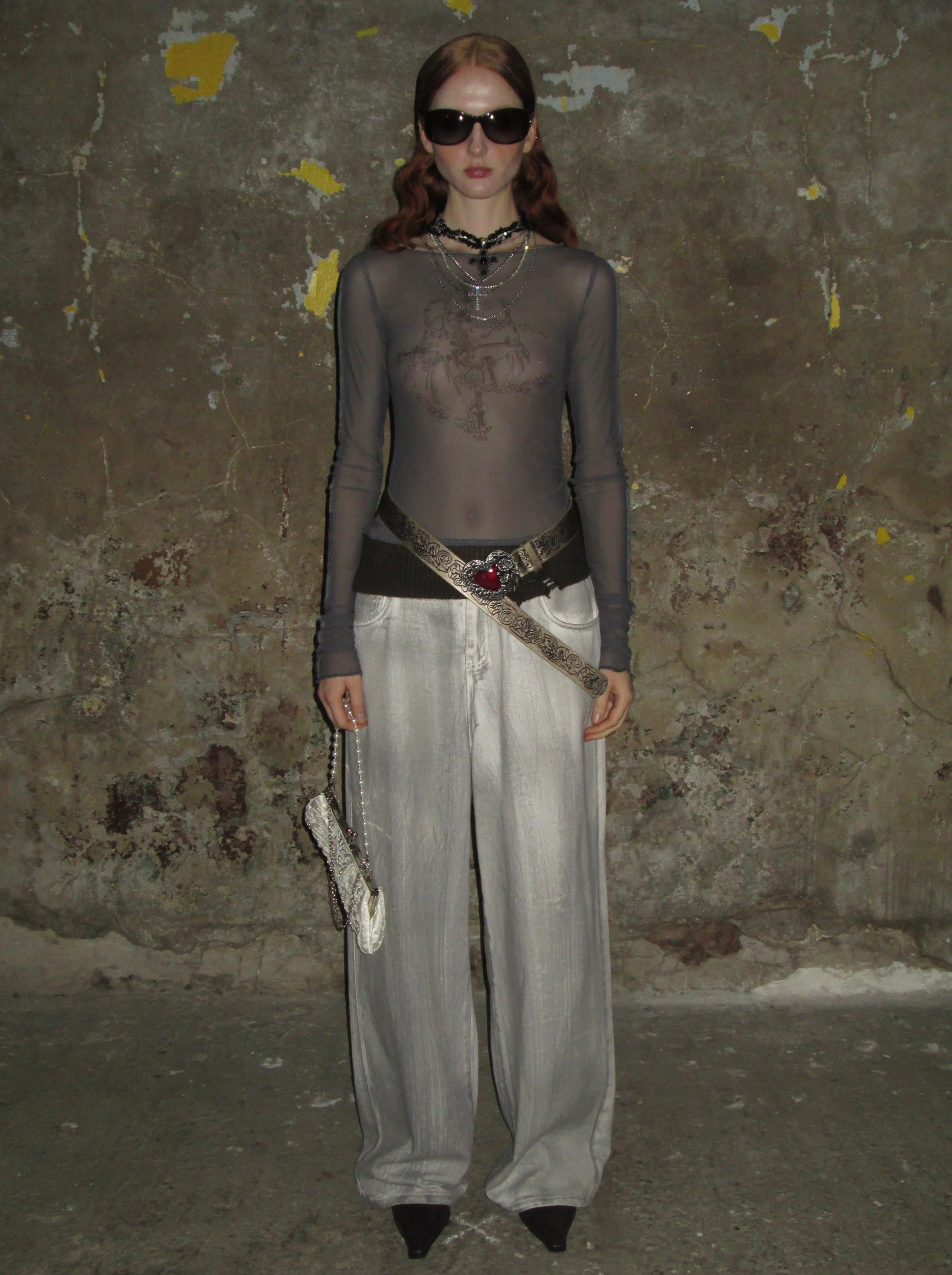 Washed Distressed Gray-white Jeans - Image 6