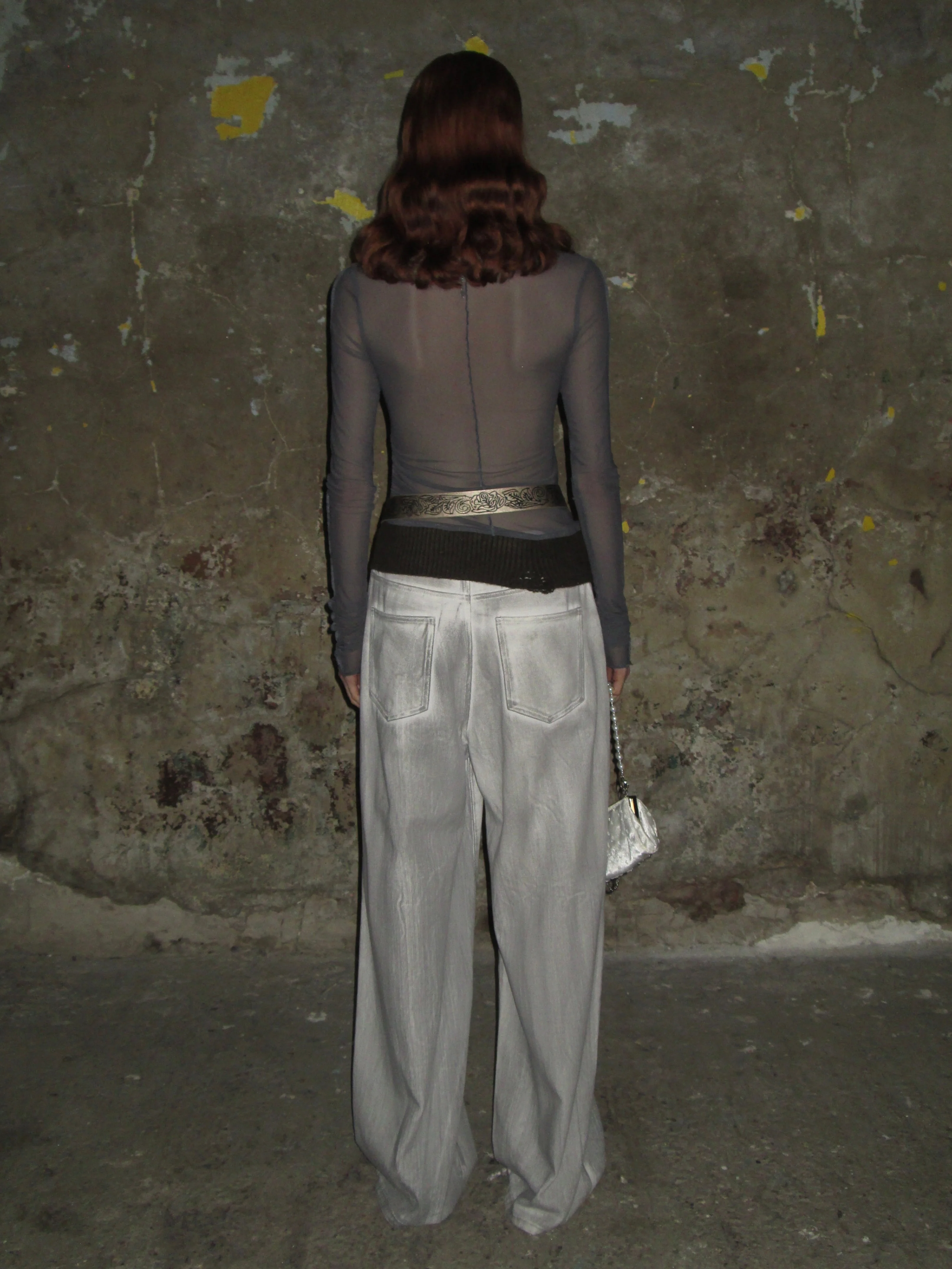 Washed Distressed Gray-white Jeans - Image 7