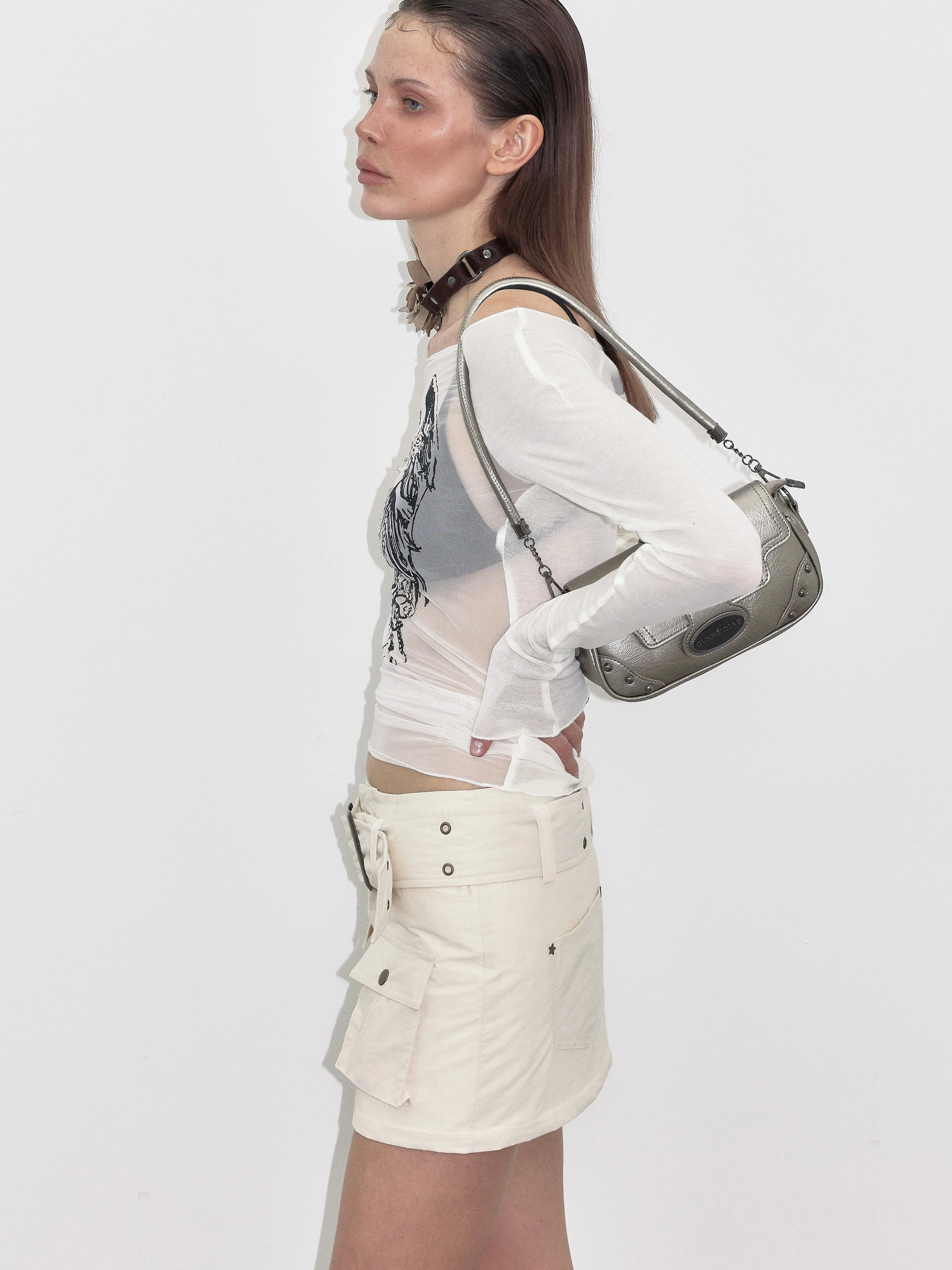 White Lightweight Down  Mini Skirt - Image 5