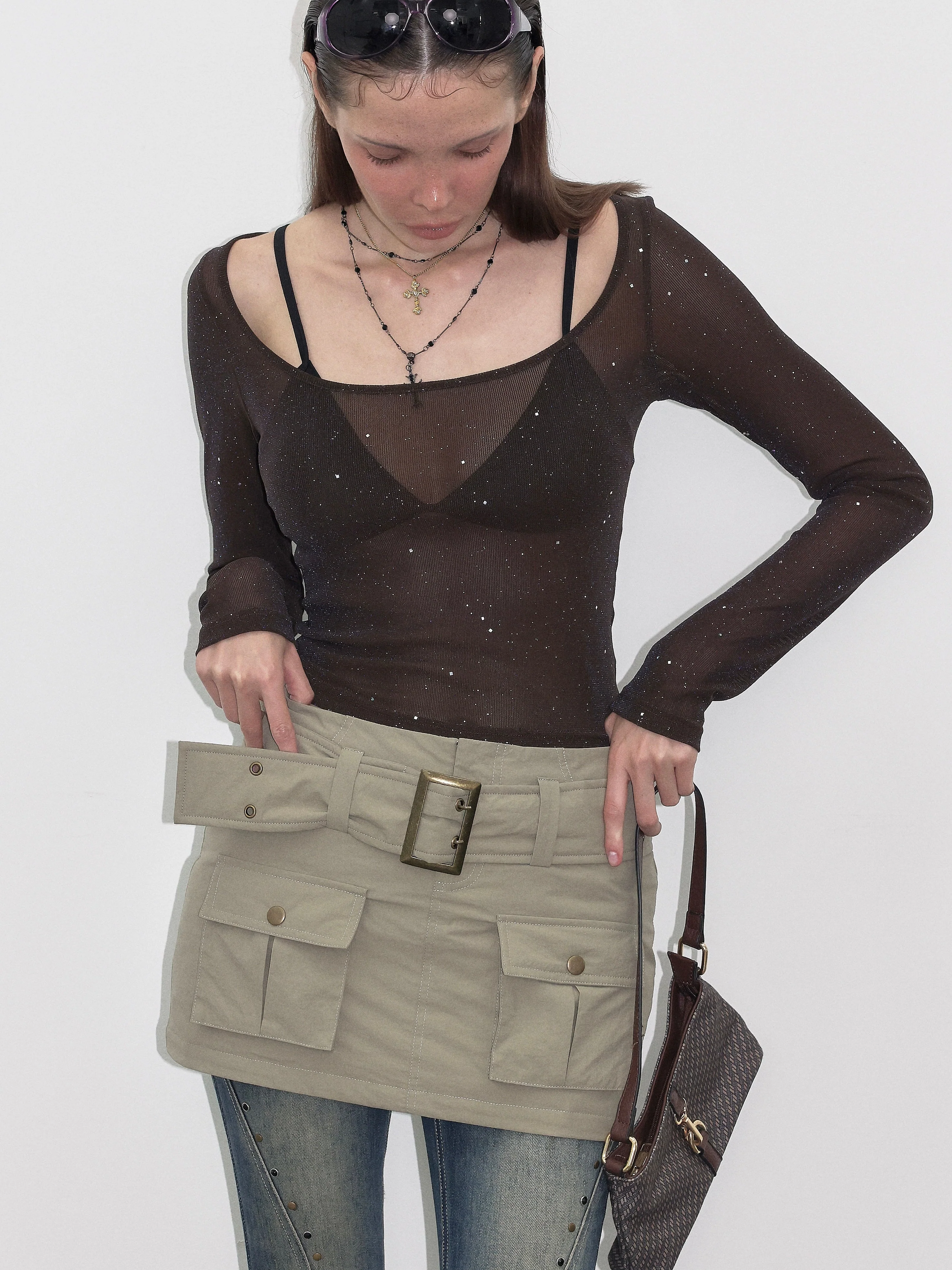 White Lightweight Down  Mini Skirt - Image 9